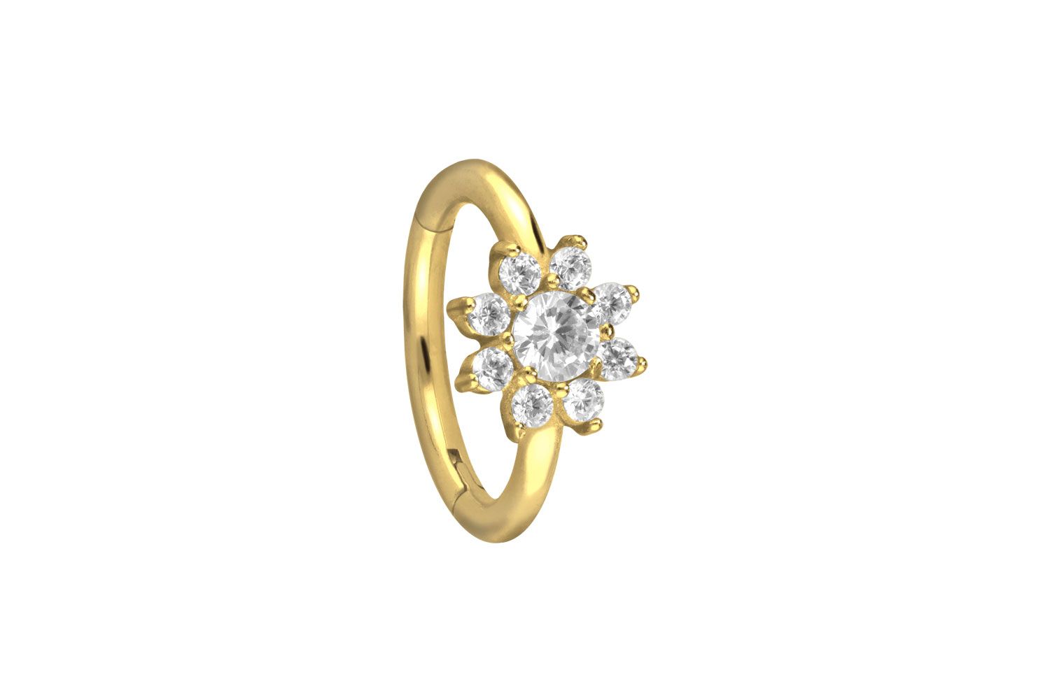 Chirurgenstahl Segmentring Clicker Piercing KRISTALLBLUME